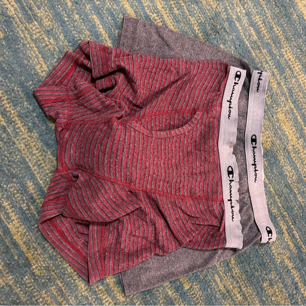 Vintage Champion Red and Gray Striped Boxer Briefs